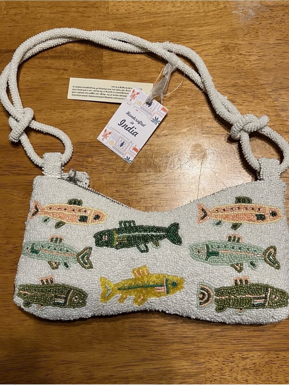 ❗️Viral Handcrafted In India Fishy Beaded Shoulder Bag- NWT rare fish theme 🐟